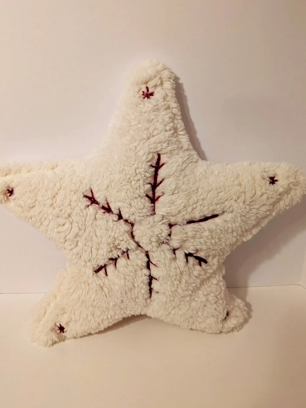 Pottery Barn Cozy Embroidered Snowflake Star Shaped Decorative Pillow Christmas